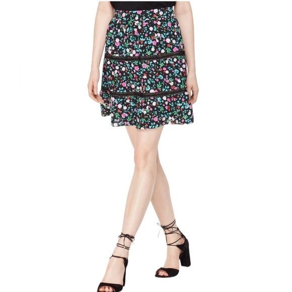 kate spade Dresses & Skirts - Kate Spade New York Greenhouse Lace Inset Floral A-Line Silk Skirt Size 00